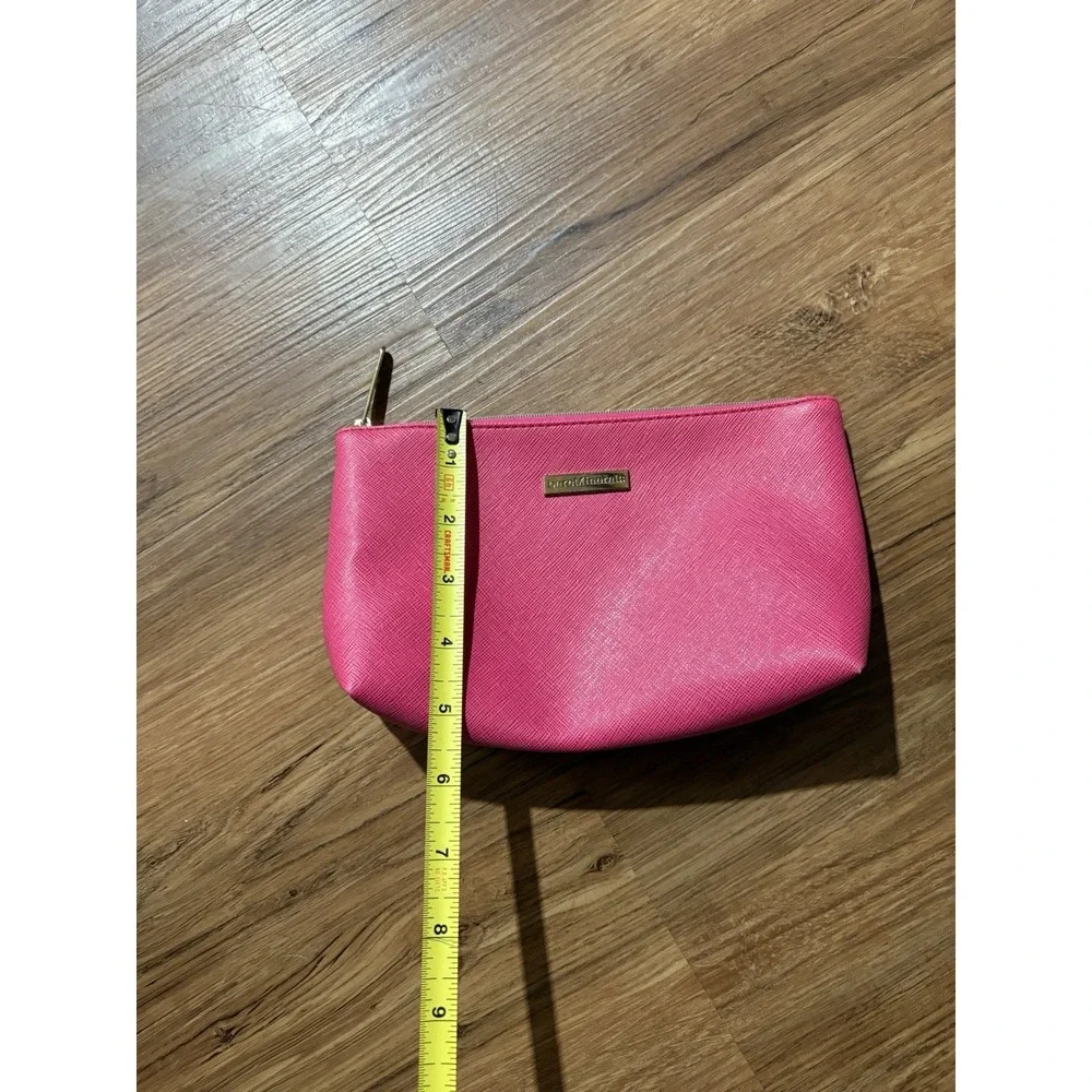 bareMinerals Pink Cosmetic Makeup Travel Zip Pouch Bag Gold Tone Vegan Leather